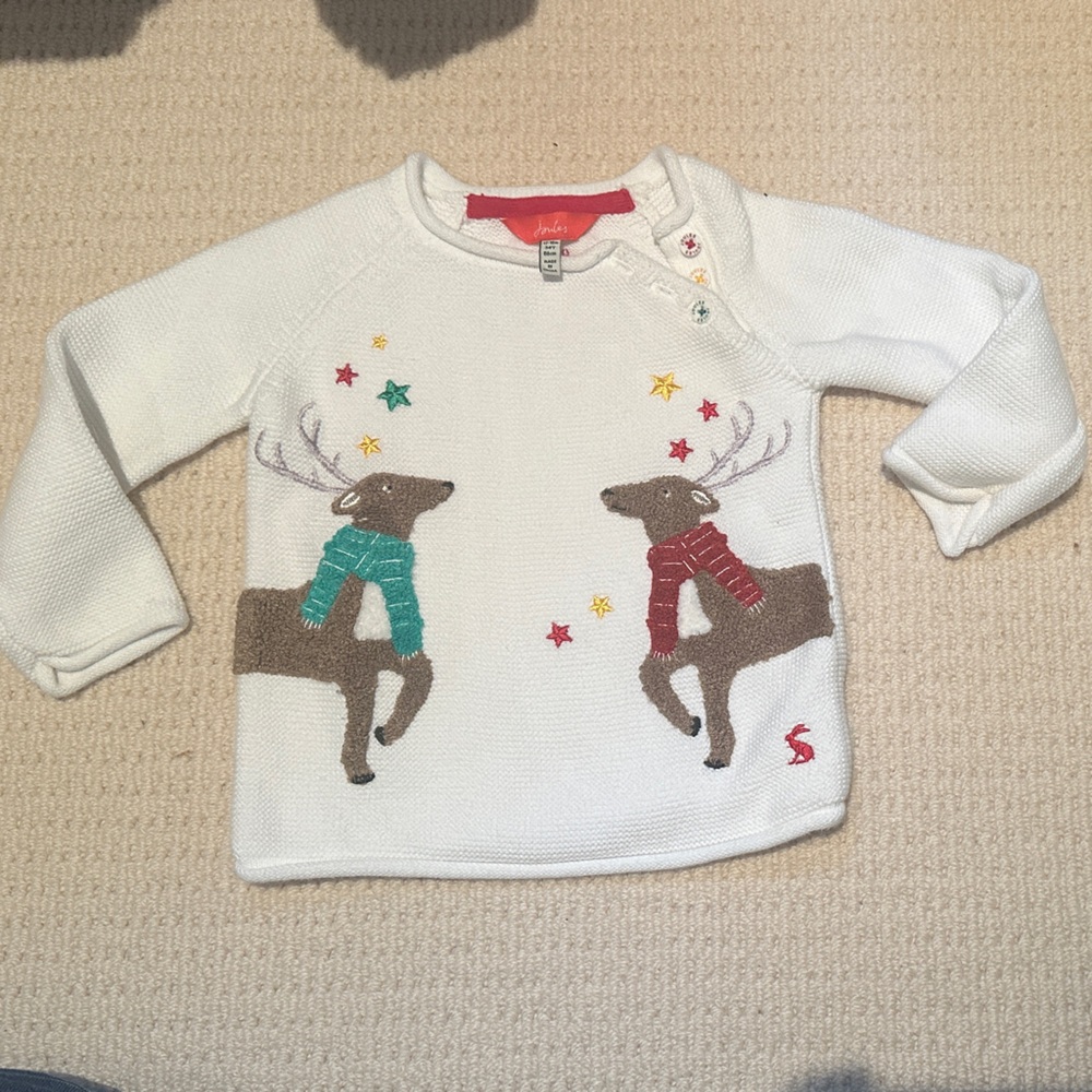 Joules Cream Sweater with Festive Reindeer